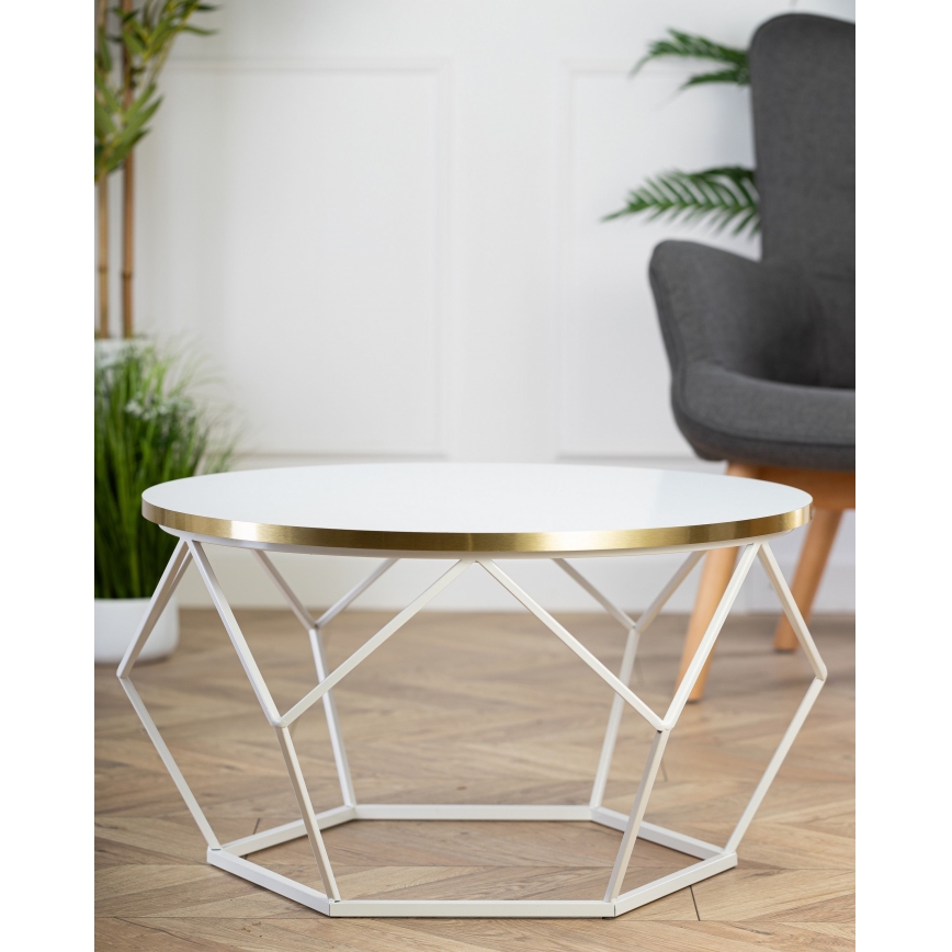 Konferenčný stolík DIAMOND 40x70 cm zlatá/biela