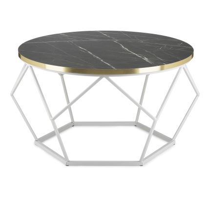 Konferenčný stolík DIAMOND 40x70 cm zlatá/čierna/biela
