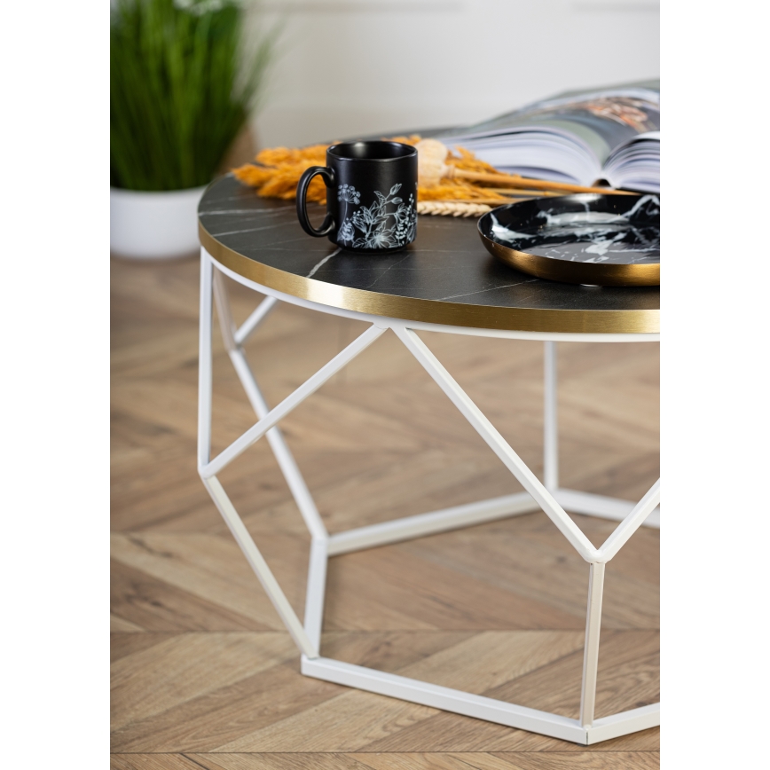 Konferenčný stolík DIAMOND 40x70 cm zlatá/čierna/biela