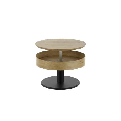 Konferenčný stolík ELEMENT so zdvíhacou doskou, priemer 75 cm, dub/čierna