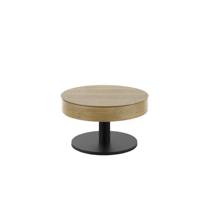 Konferenčný stolík ELEMENT so zdvíhacou doskou, priemer 75 cm, dub/čierna