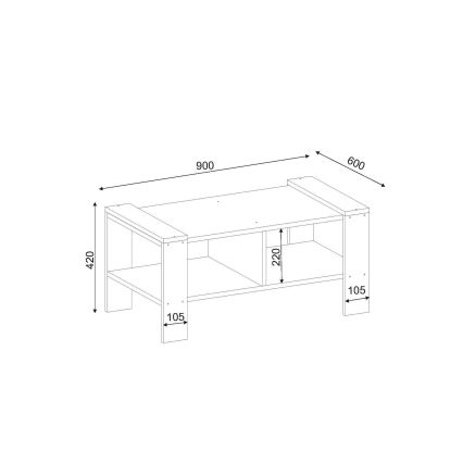 Konferenčný stolík ERICA 42x90 cm biela/hnedá