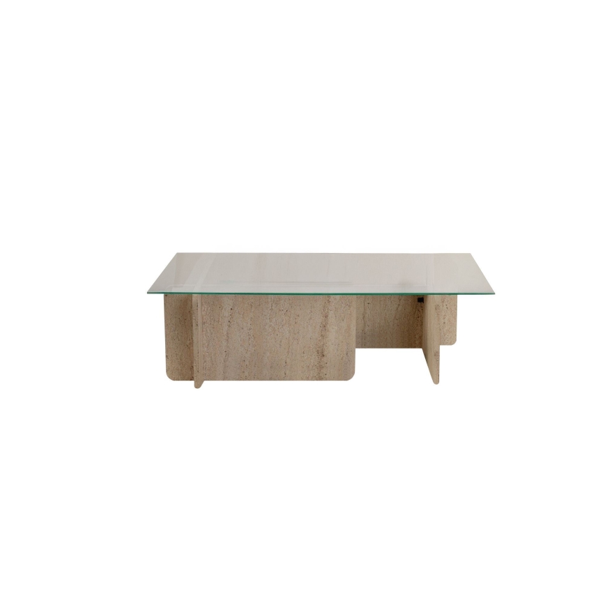 Konferenčný stolík ESCAPE 105x65 cm béžový/priehľadný