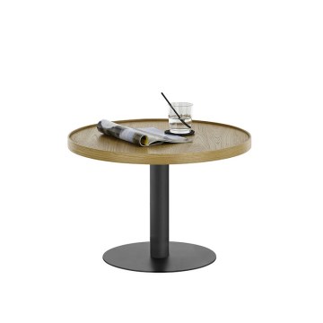 Konferenčný stolík FOCUS, priemer 60 cm, dub/čierna