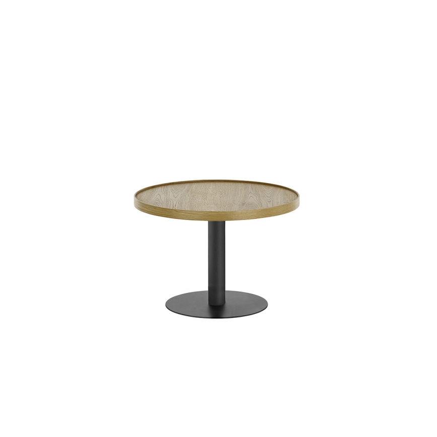 Konferenčný stolík FOCUS, priemer 60 cm, dub/čierna