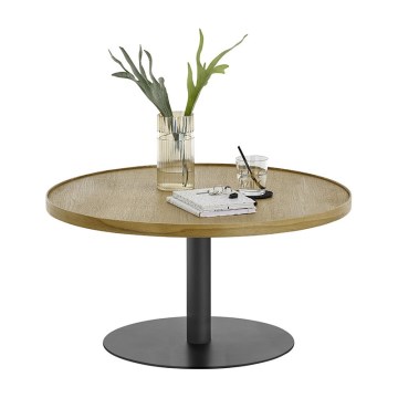 Konferenčný stolík FOCUS, priemer 80 cm, dub/čierna