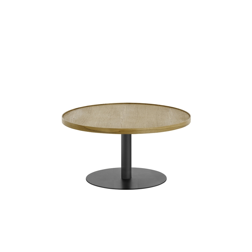 Konferenčný stolík FOCUS, priemer 80 cm, dub/čierna