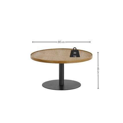 Konferenčný stolík FOCUS, priemer 80 cm, dub/čierna