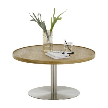 Konferenčný stolík FOCUS, priemer 80 cm, dub/nerez