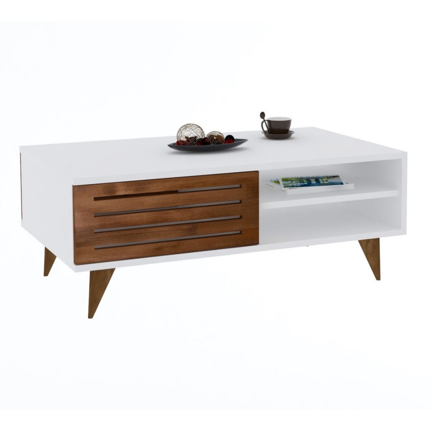 Konferenčný stolík GRANDE 42x100 cm biela/hnedá