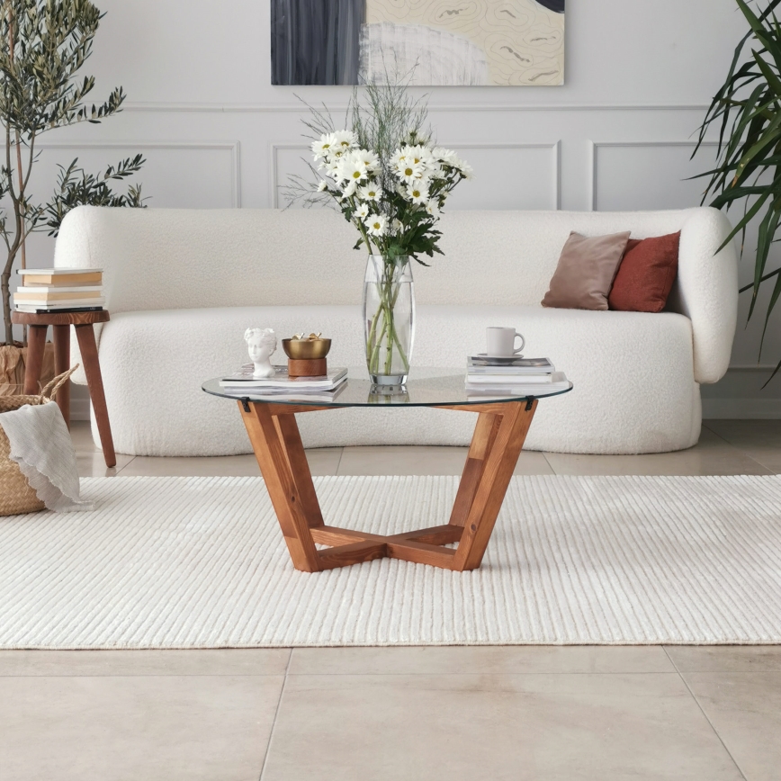 Konferenčný stolík LOTUS 35x75 cm hnedá/číra