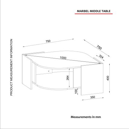 Konferenčný stolík MARBEL 40x75 cm hnedá/čierna