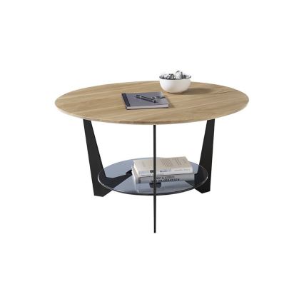Konferenčný stolík MARMO pr. 70 cm dub/čierna