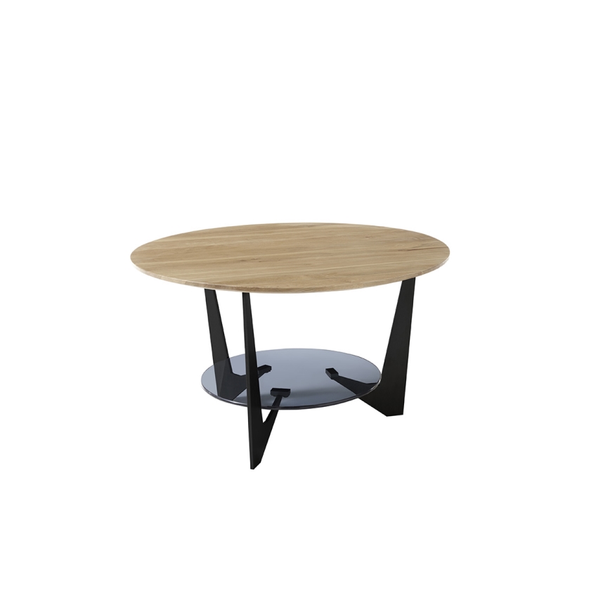 Konferenčný stolík MARMO pr. 70 cm dub/čierna