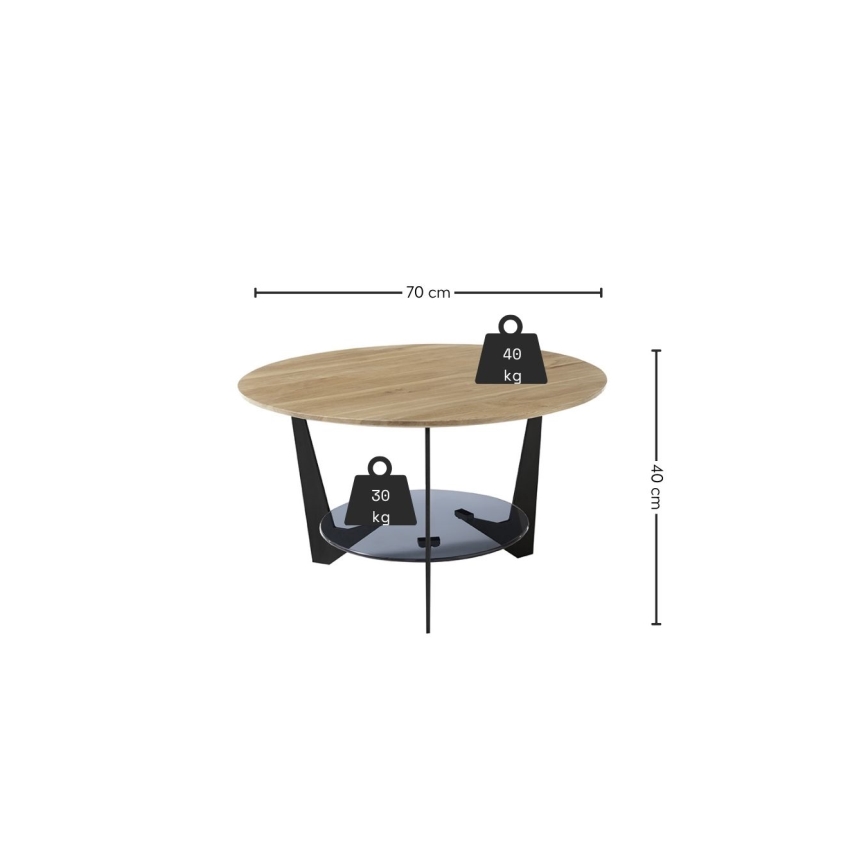 Konferenčný stolík MARMO pr. 70 cm dub/čierna