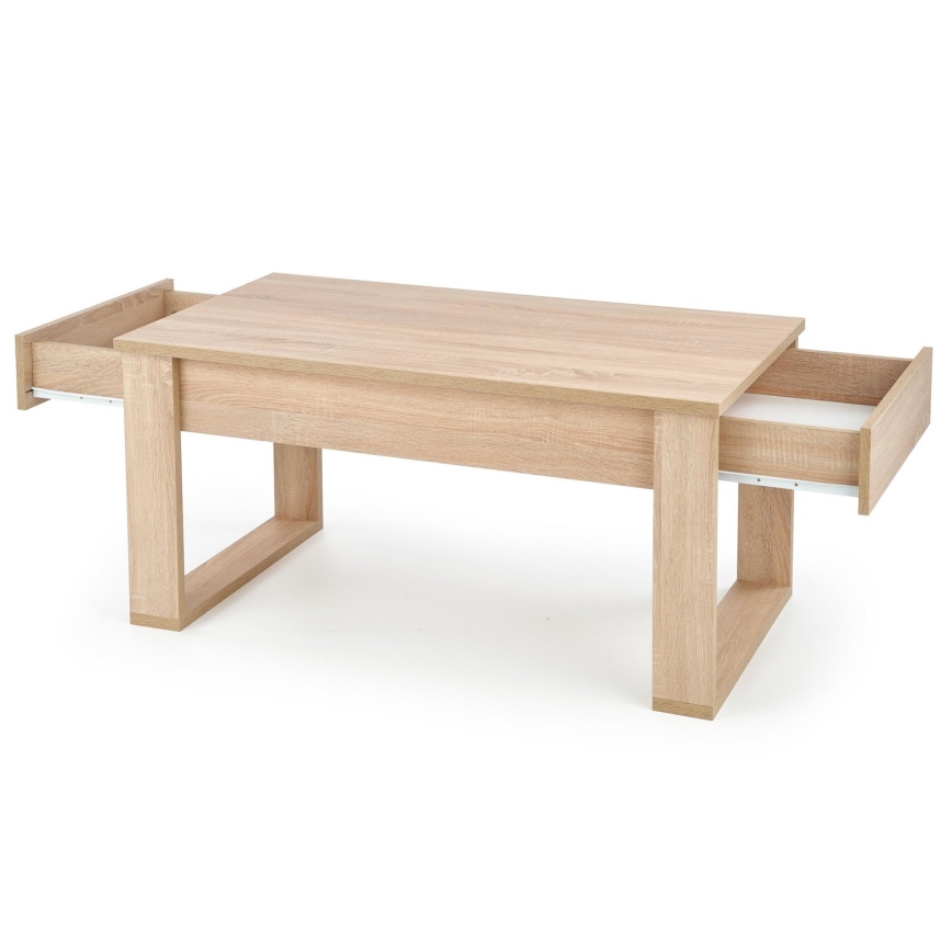 Konferenčný stolík so zásuvkami NEA 52x110 cm béžová/dub sonoma