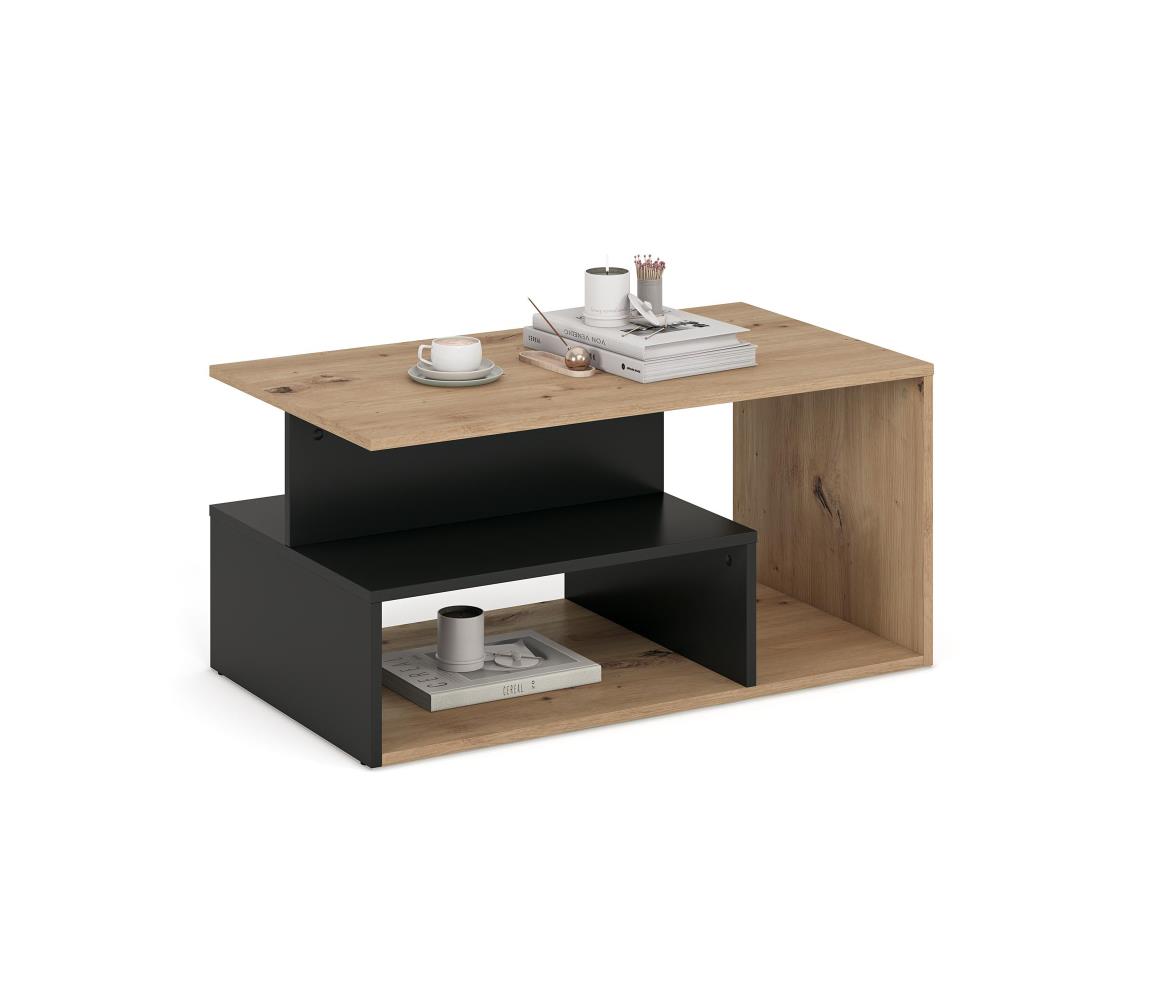 Halmar Konferenčný stolík NOTE 90x51 cm čierna/dub artisan V-UA-IVA-LAW-D.ARTISAN/CZARNY