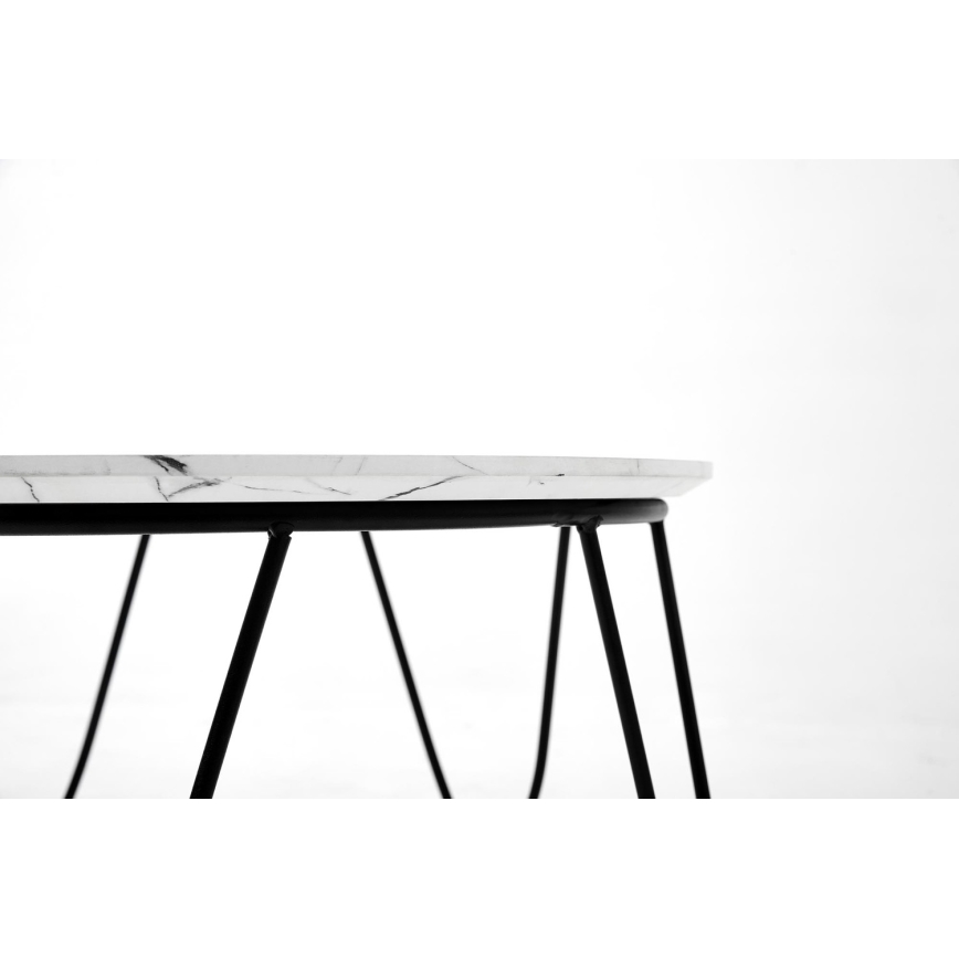 Konferenčný stolík NUBIRA 41x60 cm čierna/dekor mramoru