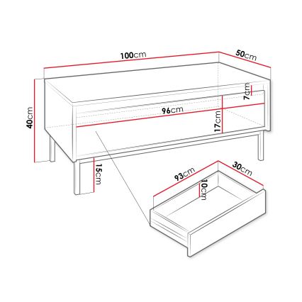 Konferenčný stolík OZMI 40x100 cm čierny