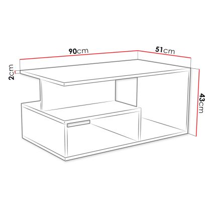 Konferenčný stolík PRIMA 43x90 cm biela