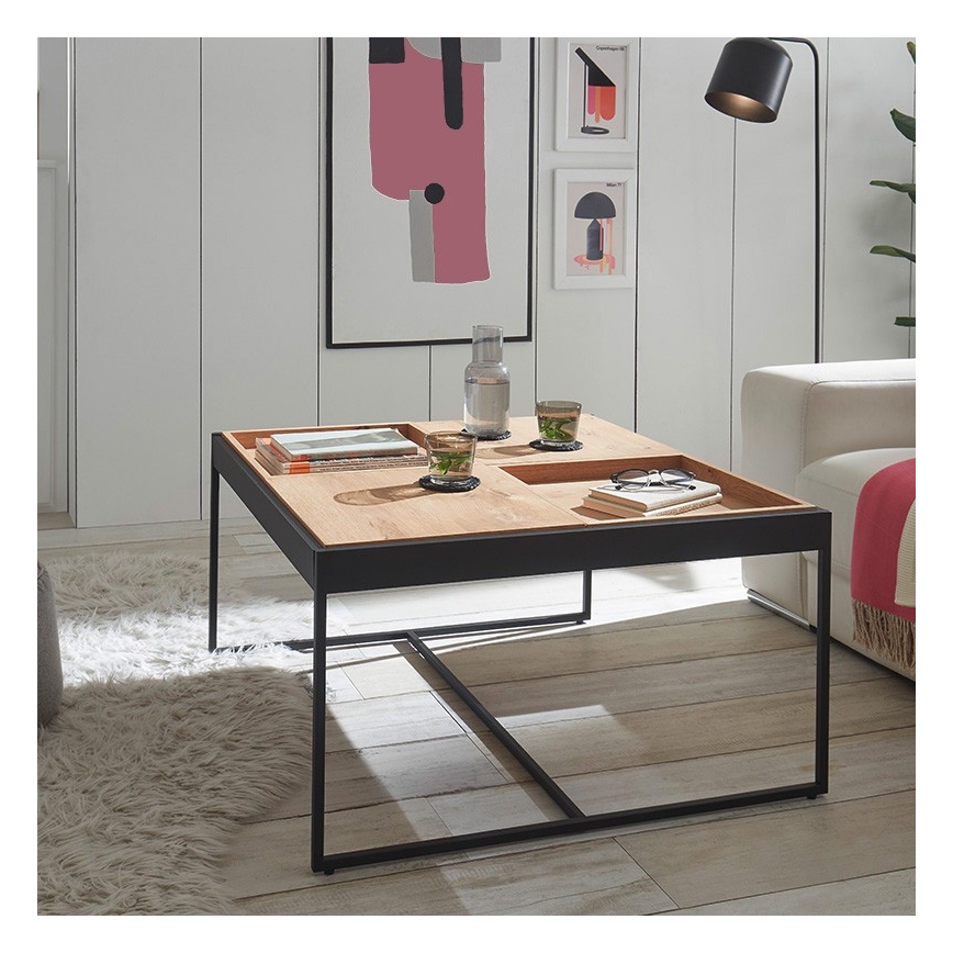 Konferenčný stolík PULSE 83x83 cm dub/čierna