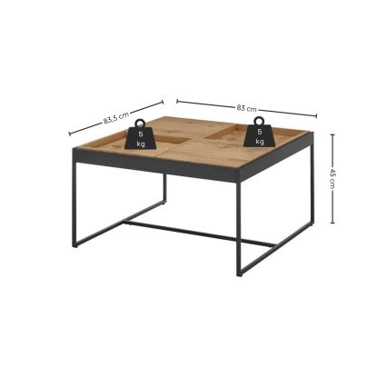 Konferenčný stolík PULSE 83x83 cm dub/čierna