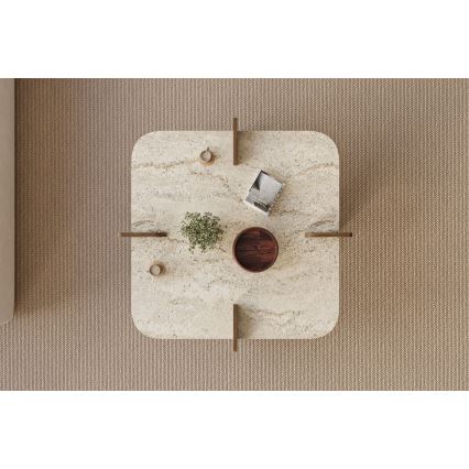 Konferenčný stolík PURO 90x90 cm béžový/orech