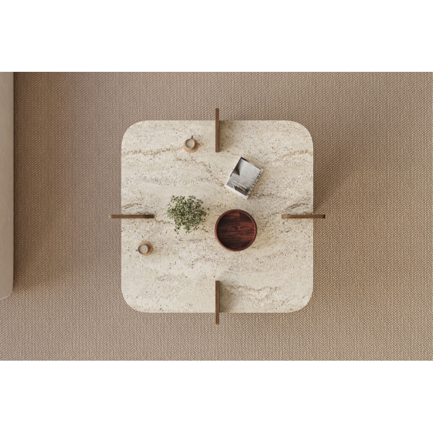 Konferenčný stolík PURO 90x90 cm béžový/orech