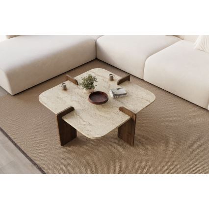 Konferenčný stolík PURO 90x90 cm béžový/orech