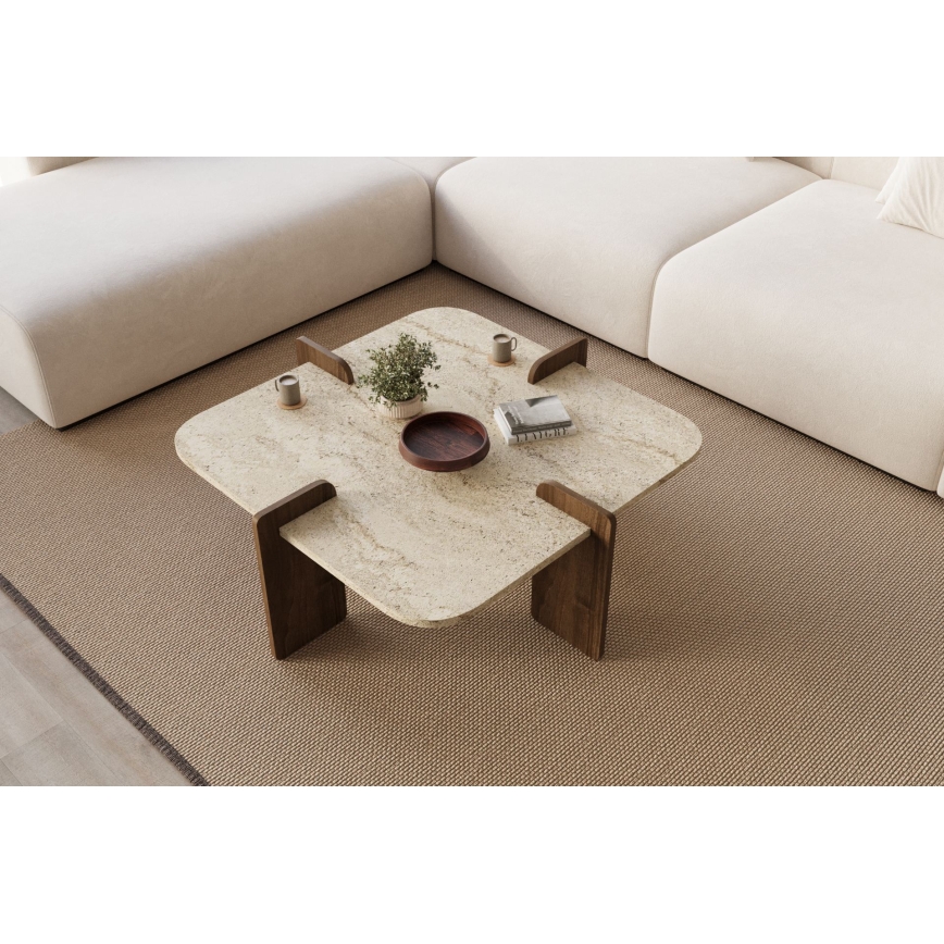 Konferenčný stolík PURO 90x90 cm béžový/orech