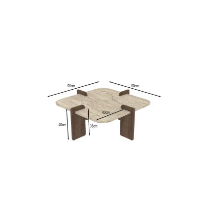 Konferenčný stolík PURO 90x90 cm béžový/orech