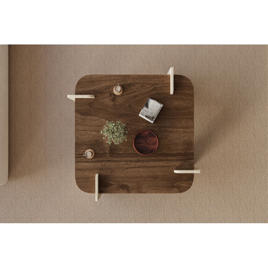 Konferenčný stolík PURO 90x90 cm orech/béžová