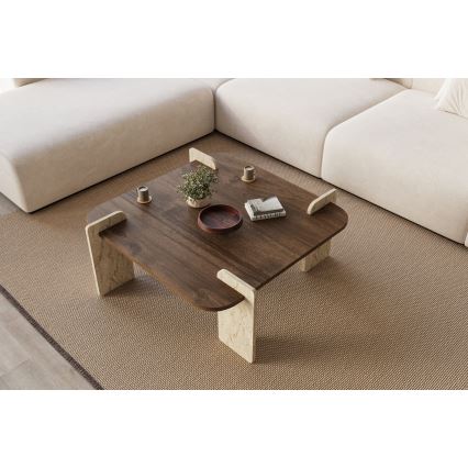 Konferenčný stolík PURO 90x90 cm orech/béžová