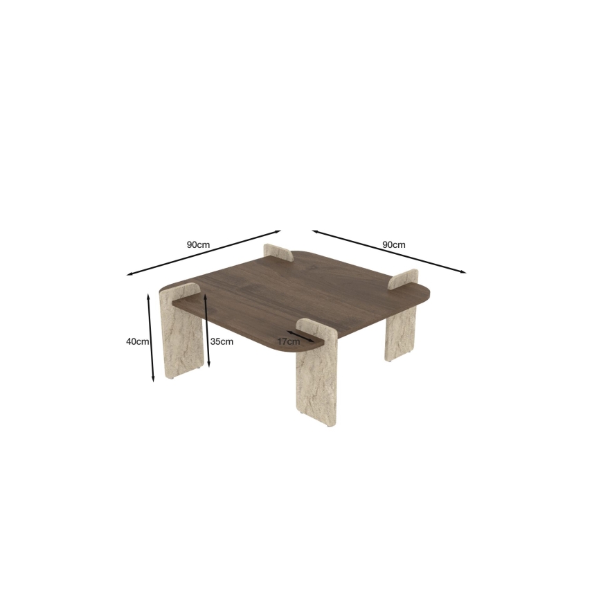 Konferenčný stolík PURO 90x90 cm orech/béžová