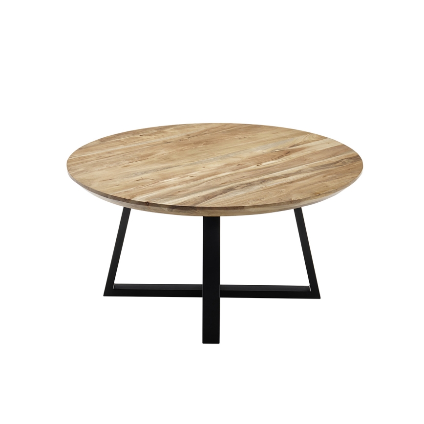 Konferenčný stolík RIVA priemer 90 cm akácia/čierna