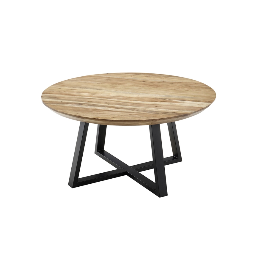 Konferenčný stolík RIVA priemer 90 cm akácia/čierna