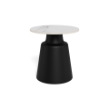 Konferenčný stolík SANTORINI pr. 45 cm travertín/čierna/keramika