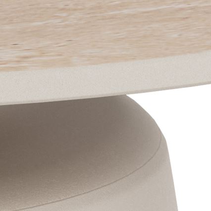 Konferenčný stolík SANTORINI pr. 70 cm travertín/šedá/keramika