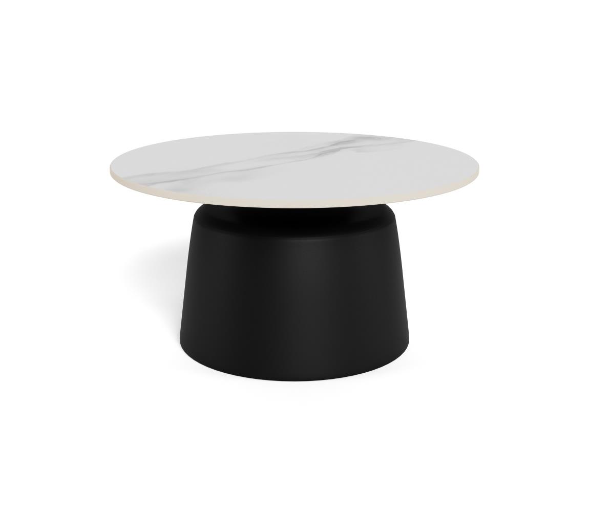 Konferenčný stolík SANTORINI priemer 70 cm biely/čierny/keramika H000025004