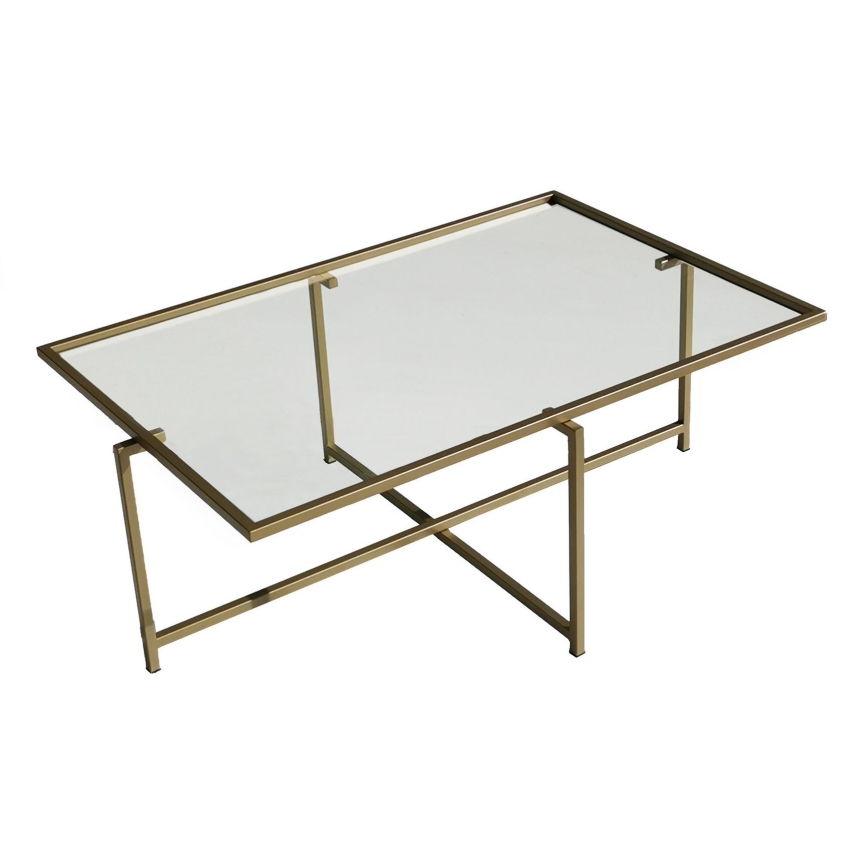 Konferenčný stolík SLNKO 35x94 cm zlatá/číra