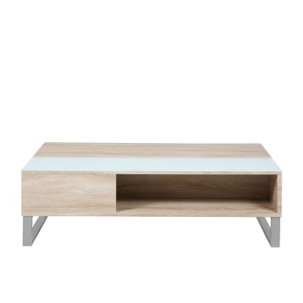 Konferenčný stolík so zdvíhacou doskou ENZO 110x60 cm biela/dub sonoma