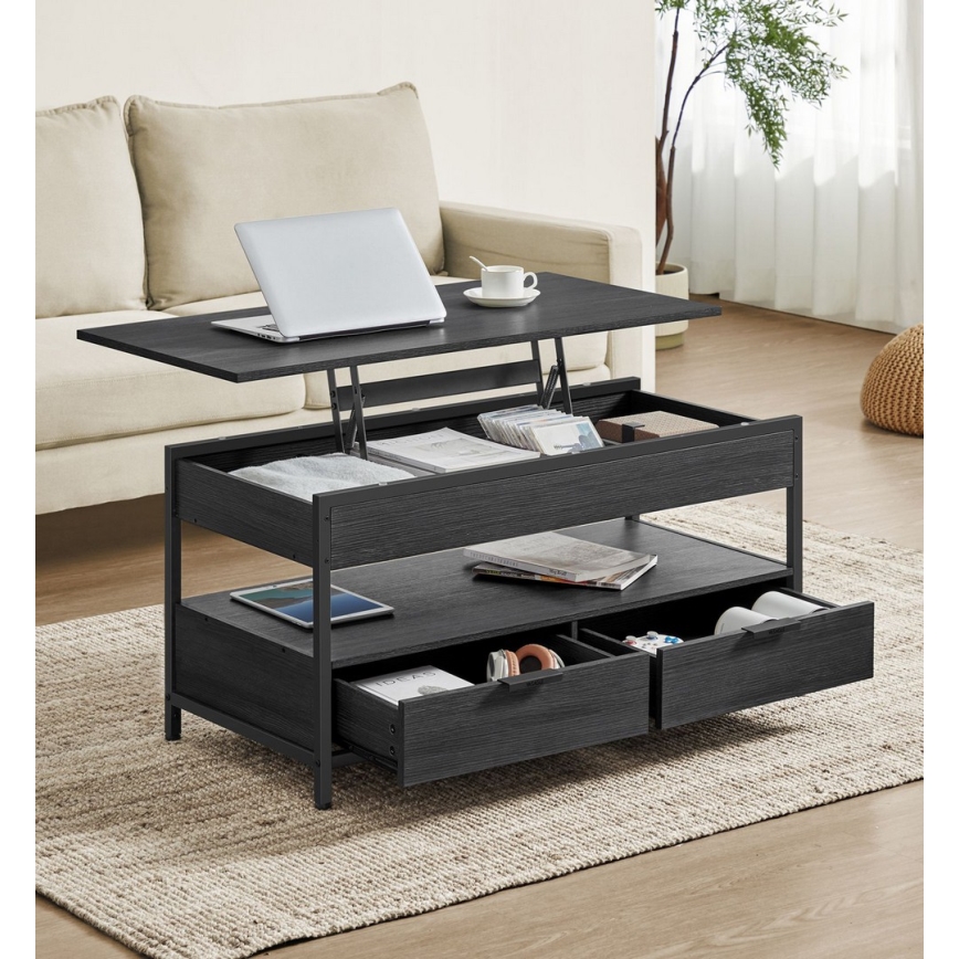 Konferenčný stolík so zdvíhacou doskou NYRO čierny