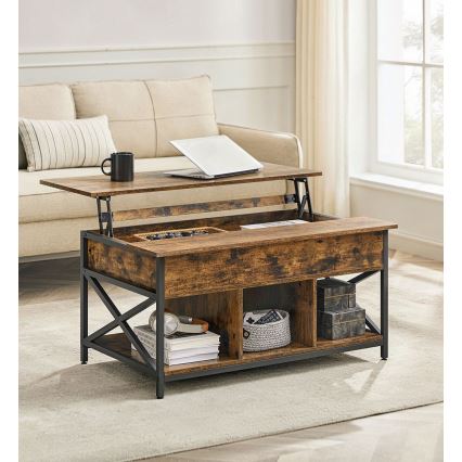 Konferenčný stolík so zdvíhacou doskou NYRO hnedá/čierna