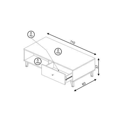 Konferenčný stolík SULA dub craft/čierna