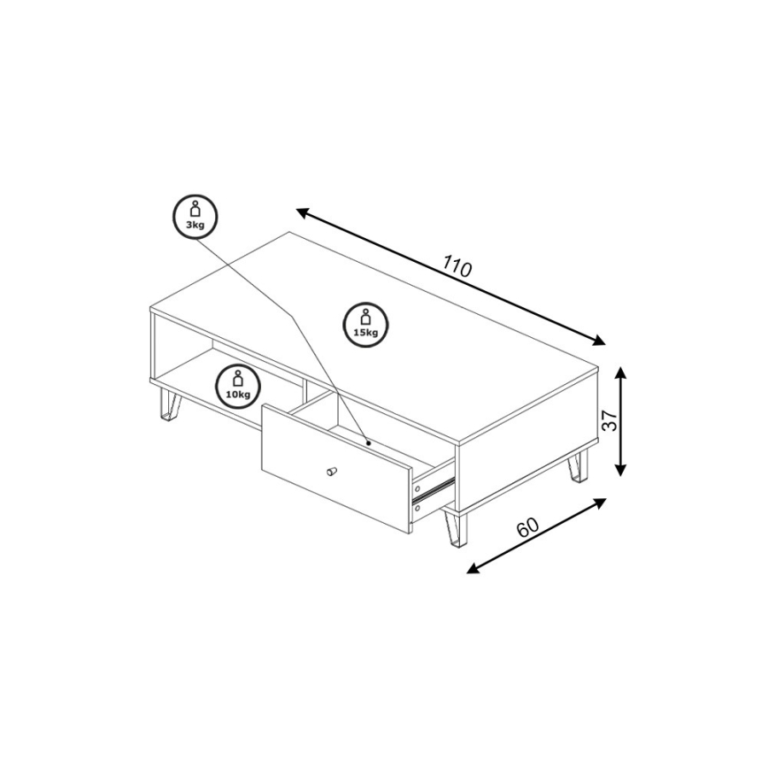 Konferenčný stolík SULA dub craft/čierna