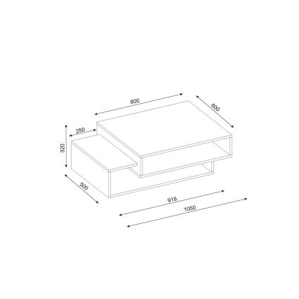 Konferenčný stolík TAB 32x105 cm béžová/biela