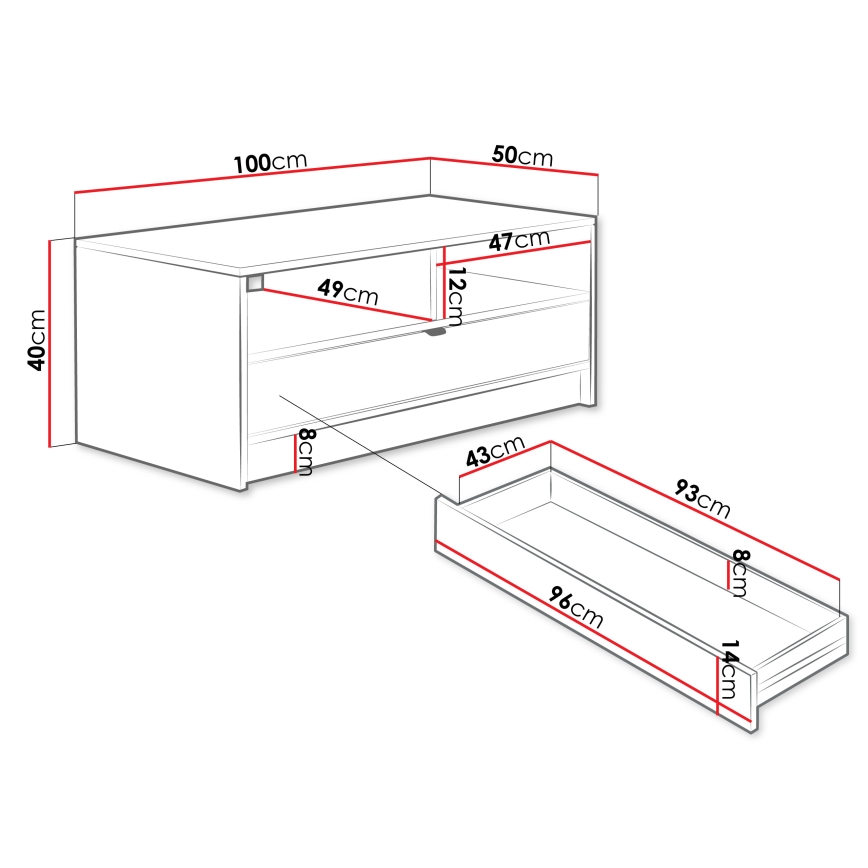 Konferenčný stolík TIRENO 40x100 cm čierny
