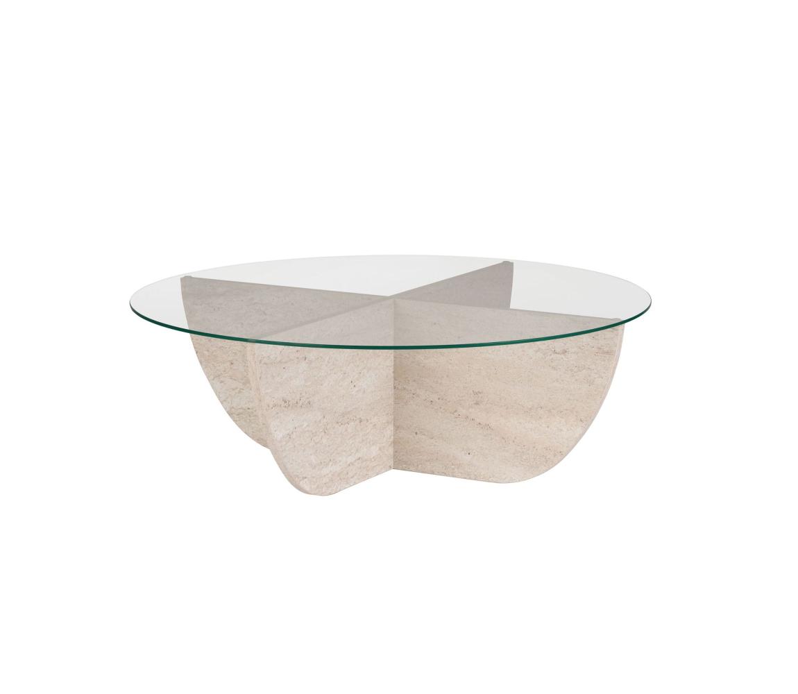 Konferenčný stolík VERE pr. 90 cm béžový/číry 668NRD1125