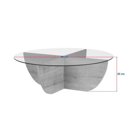 Konferenčný stolík VERE pr. 90 cm béžový/číry