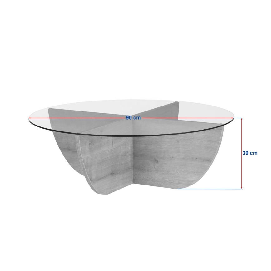 Konferenčný stolík VERE pr. 90 cm béžový/číry